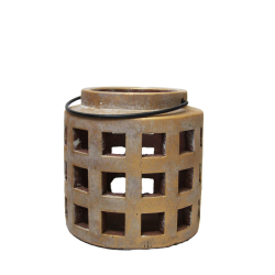 Lampion ceramiczny betonowy Rustykalny Złoty 16cm